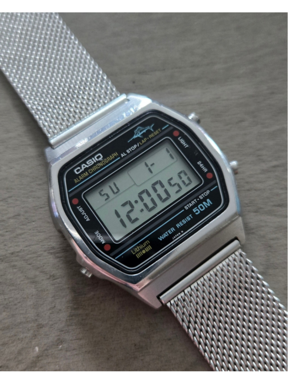 Rare Vintage Casio W-36 Marlin Men's Digital LCD Watch 1980s Retro!